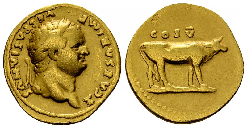 Titus Aureus, Cow reverse 

Vespasianus (69-79 AD) for Titus Caesar . Aureus (...