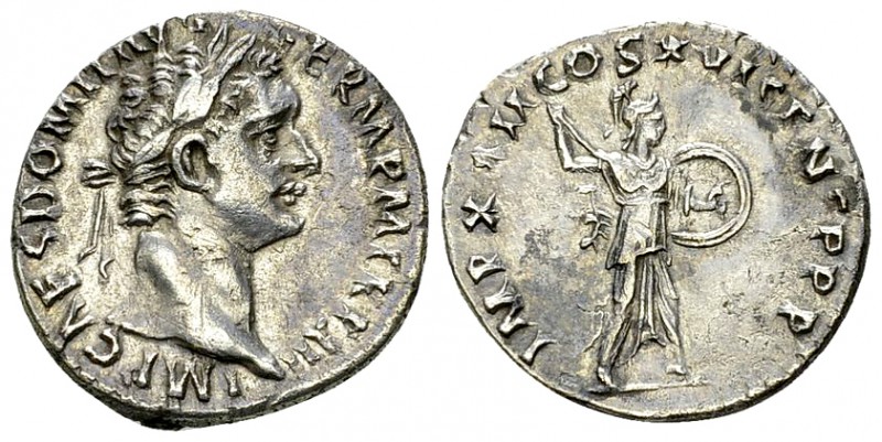 Domitianus AR Denarius, Minerva reverse 

 Domitianus (81-96 AD). AR Denarius ...