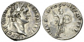 Domitianus AR Denarius, Minerva reverse 

 Domitianus (81-96 AD). AR Denarius (17-18 mm, 3.38 g), Rome, 92/93 AD.
Obv. IMP CAES DOMIT AVG GERM P M ...