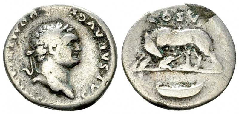 Domitianus AR Denarius, She-wolf suckling twins reverse 

 Domitianus Caesar (...