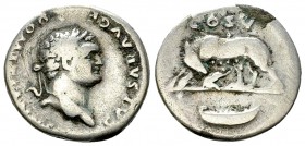 Domitianus AR Denarius, She-wolf suckling twins reverse 

 Domitianus Caesar (69-81 AD). AR Denarius (17-18 mm, 2.87 g), Rome, 77/78 AD.
Obv. CAESA...