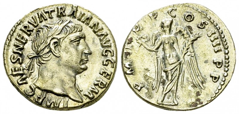 Traianus AR Denarius, Victory reverse 

 Traianus (98-117 AD). AR Denarius (),...