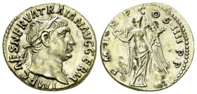 Traianus AR Denarius, Victory reverse 

 Traianus (98-117 AD). AR Denarius (), Rome, 102.
Obv. IMP CAES NERVA TRAIAN AVG GERM, Laureate head to rig...