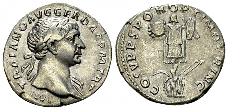 Traianus AR Denarius, Dacian trophy reverse 

 Traianus (98-117 AD). AR Denari...