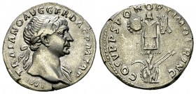 Traianus AR Denarius, Dacian trophy reverse 

 Traianus (98-117 AD). AR Denarius (18-19 mm, 3.56 g), Rome.
Obv. IMP TRAIANO AVG GER DAC P M TR P, L...