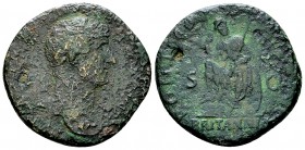 Hadrianus AE As, Britannia reverse 

 Hadrianus (117-138 AD). AE As (25 mm, 8.87 g), Rome, AD 119-121.
Obv. IMP CAESAR TRAIANVS HADRIANVS AVG, laur...