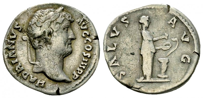 Hadrianus AR Denarius, Salus reverse 

 Hadrianus (117-138 AD). AR Denarius (1...