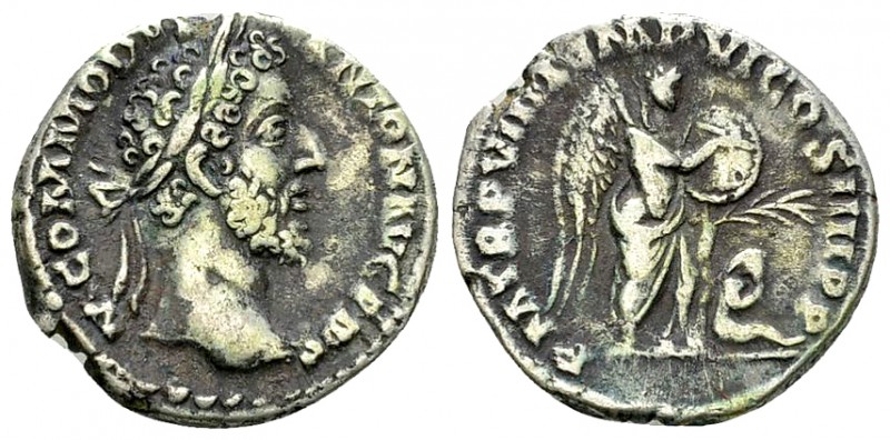 Commodus AR Denarius, Victory and captive reverse 

 Commodus (177-192 AD). AR...