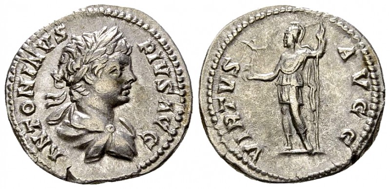 Caracalla AR Denarius, Virtus reverse 

Septimius Severus (193-211 AD) for Car...