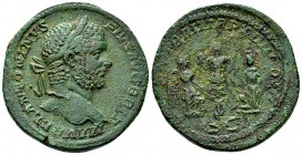 Caracalla AE Sestertius, British victory issue 

 Caracalla (198-217 AD). AE Sestertius (33 mm, 23.93 g). British victory issue. Rome, 211 AD.
Obv....
