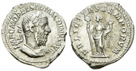 Macrinus AR Denarius, Felicitas reverse 

 Macrinus (217-218 AD). AR Denarius (19-21 mm, 3.63 g), Rome.
Obv. IMP C M OPEL SEV MACRINVS AVG, Laureat...