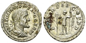 Maximinus I Thrax AR Denarius, Emperor reverse 

 Maximinus I. Thrax (235-238 AD). AR Denarius (20 mm, 3.11 g), Rome, 236 AD.
Obv. IMP MAXIMINVS PI...