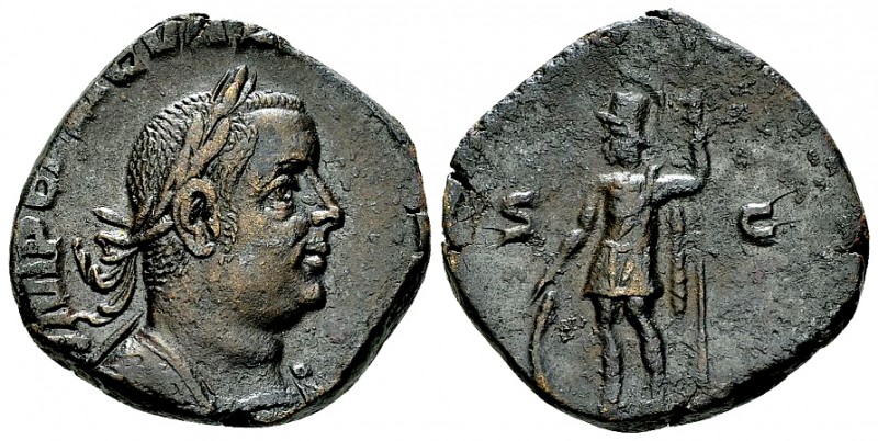 Valerianus I AE Sestertius, Virtus reverse 

 Valerianus I (253-260). AE Seste...