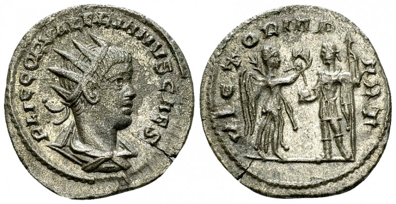 Valerianus II AR Antoninianus, Parthian Victory reverse 

 Valerian II Caesar ...