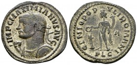 Maximianus Herculius AE Nummus, military bust type 

 Maximianus Herculius (286-305 AD). AE Nummus (28-30 mm, 9.80 g), Lugdunum, c. 301-303 AD.
Obv...