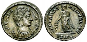 Helena AE Nummus, Siscia 

Constantine the Great (307-337 AD) for Helena . AE Nummus (18-19 mm, 3.12 g), 326-328 AD, Siscia.
Obv. FL HELENA AVGVSTA...