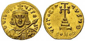 Tiberius III Apsimar AV Solidus, rare 

 Tiberius III Apsimar (698-705 AD). AV Solidus (19-20 mm, 4.40 g), Constantinople.
Obv. D TIbERIVS PE AV, c...