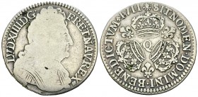 Louis XIV, AR 1/2 Ecu 1711 Q, Perpignan, rarissime 

France, Royaume. Louis XIV (1643-1715). AR 1/2 Ecu aux trois couronnes 1711 Q (34 mm, 14.62 g),...