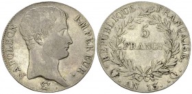Napoléon, AR 5 Francs l'an 13 Q, Perpignan 

France. Napoléon . AR 5 Francs l'an 13 Q (37 mm, 24.87 g), Perpignan.
Gad. 580.

TTB.