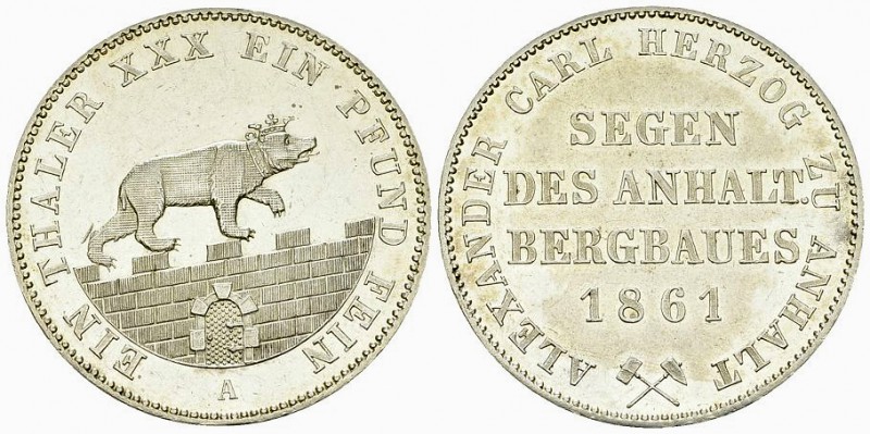 Anhalt-Bernburg, AR Ausbeutetaler 1861 A 

Deutschland, Anhalt-Bernburg . AR A...
