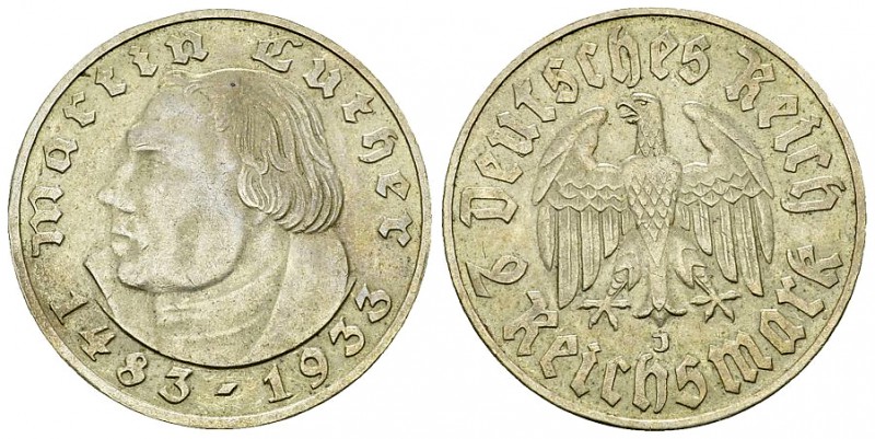 Weimarer Republik, AR 2 Reichsmark 1933 J 

Deutschland, Weimarer Republik . A...