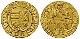 Ladislaus V AV Goldgulden o.J. (1455), seltene Variante 

Ungarn. Ladislaus V (1453-1457 AD). AV Goldgulden o. J. (1455) (21 mm, 3.40 g), Kremnitz....