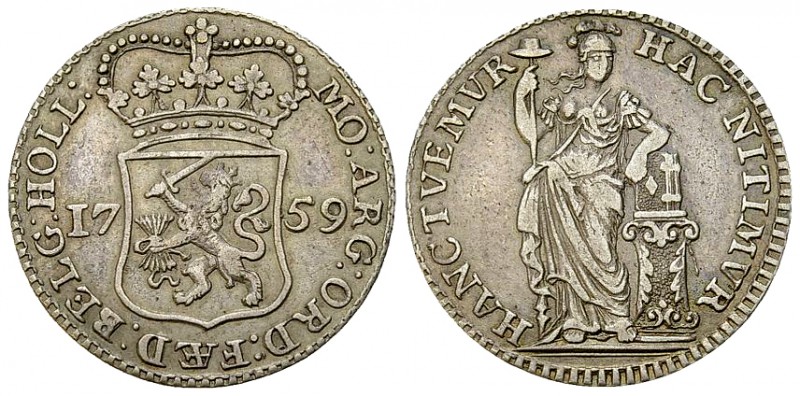 Holland AR 5 Stuivers 1759 

Netherlands. Holland . AR 5 Stuivers (1/4 Gulden)...