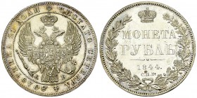 Nicholas I AR Rouble 1844 

Russia. Nicholas I (1825-1855). AR Rouble 1844 (20.76 g), St. Petersburg mint.
Bitkin 205.

Nicely toned and extremel...