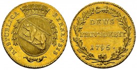 Bern, AV Doppelduplone 1795 

Schweiz. Bern , Stadt. AV Doppelduplone 1795 (28 mm, 15.23 g).
HMZ 2-211d.

Vorzüglich bis unzirkuliert.