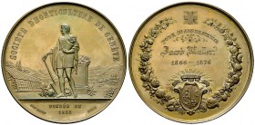 Genf, AE Verdienstmedaille der Société d'Horticulture 

Schweiz, Eidgenossenschaft. Genf . AE Medaille 1876 (55 mm, 90.11 g). Verdienstmedaille der ...