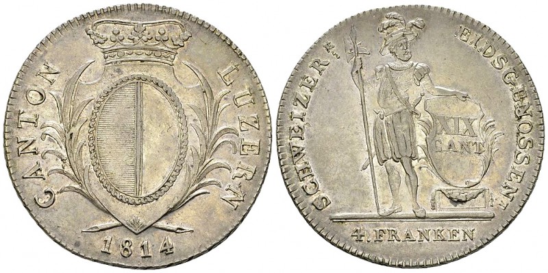 Luzern, AR Neutaler 1814 

 Luzern , Kanton. AR Neutaler zu 4 Franken 1814 (40...