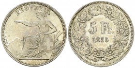 Solothurn, AR 5 Franken 1855, Eidg. Freischiessen 

Schweiz, Eidgenossenschaft. AR 5 Franken 1855 (24.95 g). Eidgenössisches Freischiessen 1855 in S...