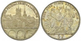 Lausanne, AR 5 Franken 1876 

 Schweiz, Eidgenossenschaft. AR 5 Franken 1876 (25.05 g). Tir fédéral à Lausanne.
HMZ 2-1343k.

Fein getönt. Minima...