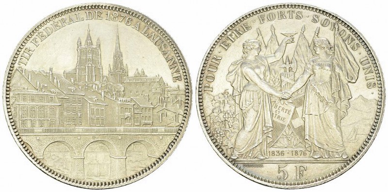 Lausanne, AR 5 Franken 1876 

 Schweiz, Eidgenossenschaft . AR 5 Franken 1876 ...
