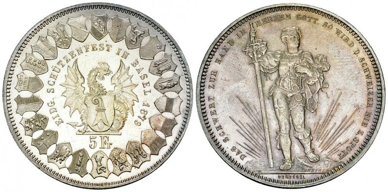 Basel, AR 5 Franken 1879 

 Schweiz, Eidgenossenschaft. AR 5 Franken 1879 (25....