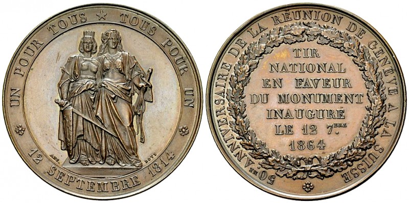 Genf, AE Medaille 1864, Tir national 

Schweiz, Genf . AE Medaille 1864 (47 mm...