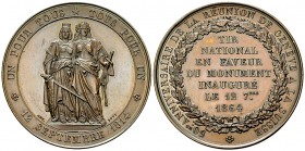 Genf, AE Medaille 1864, Tir national 

Schweiz, Genf . AE Medaille 1864 (47 mm, 58.56 g), auf das Tir national.
Richter 594c.

Randfehler und kle...