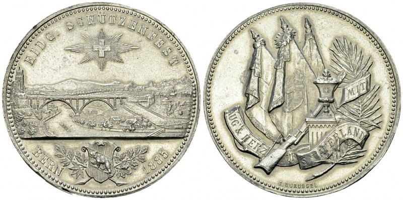 Bern, WM Medaille 1885, selten 

Schweiz, Bern . Weissmetall-Medaille 1885 (48...