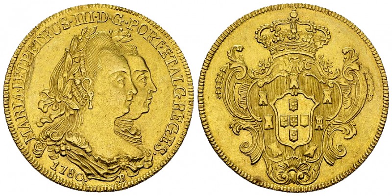 Brazil, Maria I AV 6400 Reis 1780 R 

Brazil. Maria I and Pedro III (1777-86)....