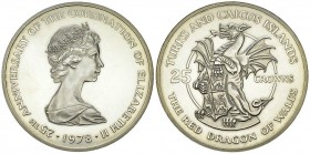 Turks & Caicos Islands, AR 25 Crowns 1978 

Great Britain, Turks &amp; Caicos Islands . AR 25 Crowns 1978 (47 mm, 43.44 g), 25th Anniversary of the ...