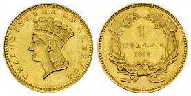USA AV 1 Dollar 1862 

 USA . AV 1 Dollar 1862 (15 mm, 1.67 g). 
KM 86.

Extremely fine to uncirculated.