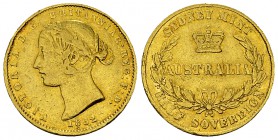 Australia AV 1/2 Sovereign 1862, rare 

Australia. Victoria (1837-1901). AV 1/2 Sovereign 1862 (3.96 g), Sydney.
KM 3.

Rare. Some nicks and fine...