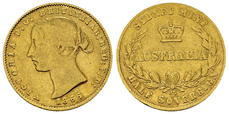 Australia AV 1/2 Sovereign 1866, rare 

Australia. Victoria (1837-1901). AV 1/...