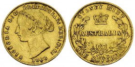 Australia AV Sovereign 1866 

Australia. Victoria (1837-1901). AV Sovereign 1866 (7.96 g), Sydney.
Fb. 10.

Good very fine.