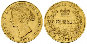 Australia AV Sovereign 1870 

Australia. Victoria (1837-1901). AV Sovereign 1866 (7.97 g), Sydney.
Fb. 10.

Good very fine.