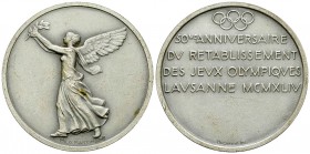 Lausanne 1944, Olympic Medal 

 Switzerland . Olympic medals. 50e anniversaire du rétabilssement des Jeux Olympiques Lausanne 1944. AR Medal (40 mm,...