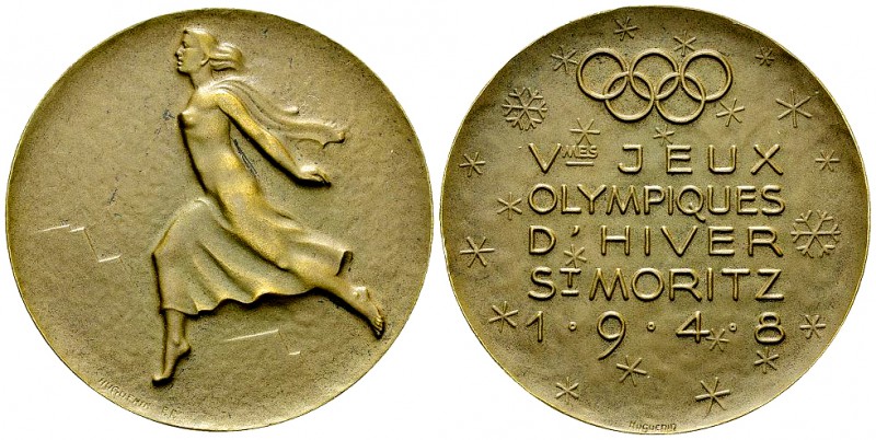 St. Moritz 1948, Olympic Games AE Participant's Medal 

 Switzerland. The V. O...
