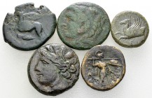 Lot of 5 Greek AE coins 

Lot of 5 (five) Greek AE coins.

Fine/very fine. (5)

Lot sold as is, no returns.
