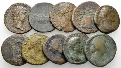 Lot of 10 Roman imperial middle bronzes 

Lot of ten (10) Roman imperial middle bronzes, 2nd century AD: Traianus, Hadrianus (3), Antoninus Pius (2)...