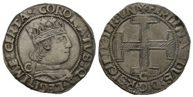 Napoli, Ferdinando d'Aragona 1458-1494
Coronato, AG 3.86 g.
Ref : MIR 68/16
Conservation : nettoyé sinon presque Superbe